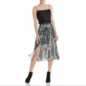Alice + Olivia Athena Reptile Print Silk Burnout Midi Slit Skirt